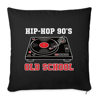 Vinyle DJ Hip-Hop des années 90 Old School - Housse de coussin décorative 45 x 45 cm - noir - Devant