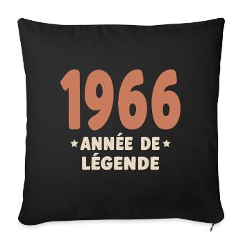 60 ans 1966 Vintage Retro Cadeau Anniversaire - Housse de coussin décorative 45 x 45 cm - noir - Devant