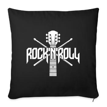 Rock 'N' Roll Logo with Guitar and Drumsticks - Sofa pillowcase 17,3'' x 17,3'' (45 x 45 cm) - black - Front