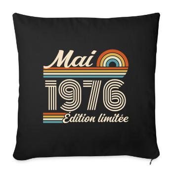 Cadeau Anniversaire 50 ans - Né mai 1976 - Housse de coussin décorative 45 x 45 cm - noir - Devant