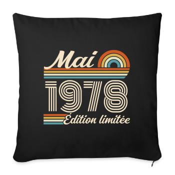 Cadeau Anniversaire 48 ans - Né mai 1978 - Housse de coussin décorative 45 x 45 cm - noir - Devant