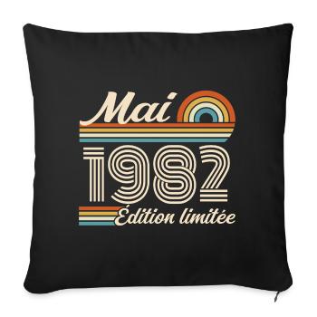 Mai 1982 - Housse de coussin décorative 45 x 45 cm - noir - Devant