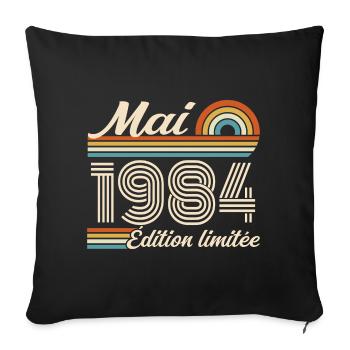 Cadeau Anniversaire 42 ans - Né mai 1984 - Housse de coussin décorative 45 x 45 cm - noir - Devant