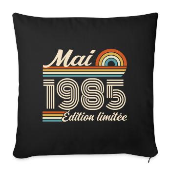 Cadeau Anniversaire 41 ans - Né mai 1985 - Housse de coussin décorative 45 x 45 cm - noir - Devant