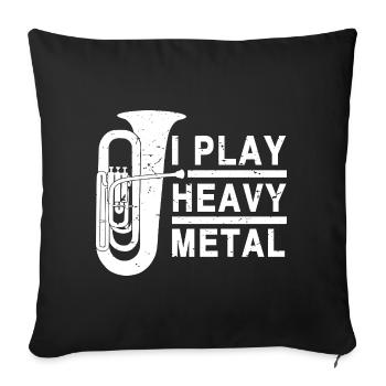 Tuba, heavy metal, musique de cuivres, drôle de disant Tuba - Housse de coussin décorative 45 x 45 cm - noir - Devant