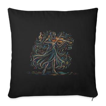 Violoniste jouant du violon Art de dessin - Housse de coussin décorative 45 x 45 cm - noir - Devant