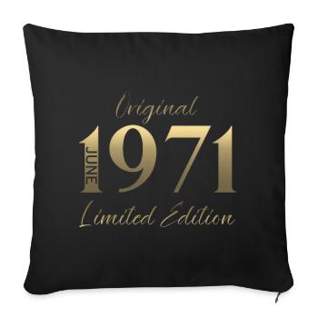Cadeau du 55e anniversaire Millésime juin 1971 - Housse de coussin décorative 45 x 45 cm - noir - Devant