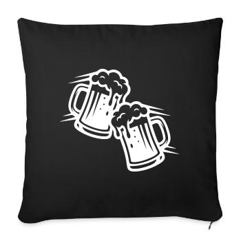 Icône toast à la bière et santé - Housse de coussin décorative 45 x 45 cm - noir - Devant