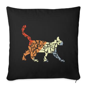 Vintage Cat Sketch - Sofa pillowcase 17,3'' x 17,3'' (45 x 45 cm) - black - Front