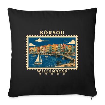 Curaçao Willemstad Vintage Reisemarke - Sofakissenbezug 45 x 45 cm - Schwarz - Vorne