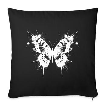 Schmetterling in weißen Tintensplittern - Sofakissenbezug 45 x 45 cm - Schwarz - Vorne