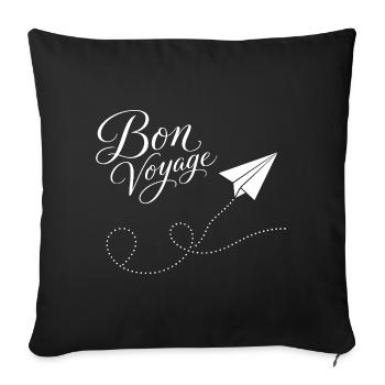 Bon Voyage Paper Train Airplane Motif - Sofa pillowcase 17,3'' x 17,3'' (45 x 45 cm) - black - Front
