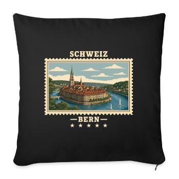 Schweiz Bern Vintage Reisemarke - Sofakissenbezug 45 x 45 cm - Schwarz - Vorne