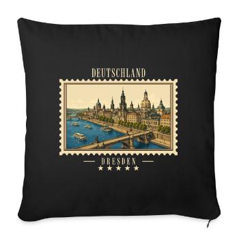 Deutschland Dresden Vintage Reisemarke - Sofakissenbezug 45 x 45 cm - Schwarz - Vorne