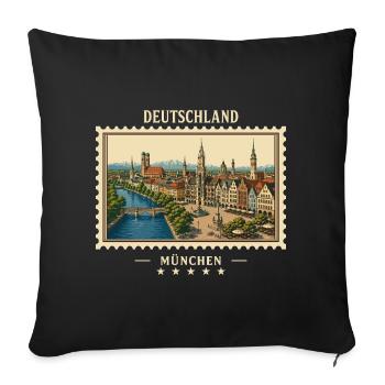 Deutschland München Vintage Reisemarke - Sofakissenbezug 45 x 45 cm - Schwarz - Vorne