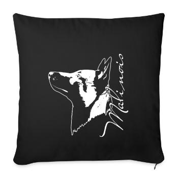 malinois_portrait_weiß - Sofakissenbezug 45 x 45 cm - Schwarz - Vorne