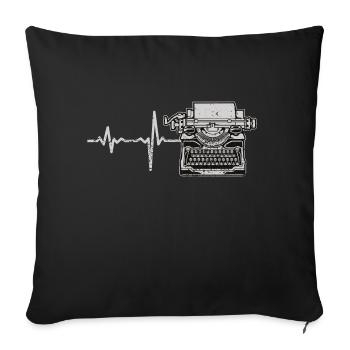Cadeau machine à écrire Heartbeat - Housse de coussin décorative 45 x 45 cm - noir - Devant