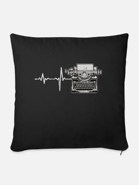 Geschenk Heartbeat Schreibmaschine - Sofakissenbezug 45 x 45 cm - Schwarz