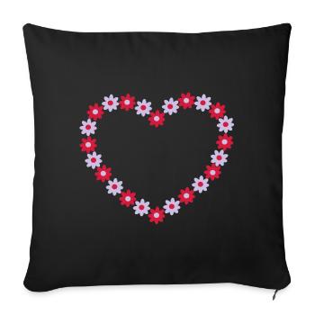 Un cœur de fleurs - Housse de coussin décorative 45 x 45 cm - noir - Devant