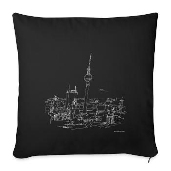 Panorama of Berlin (w) - Sofa pillowcase 17,3'' x 17,3'' (45 x 45 cm) - black - Front