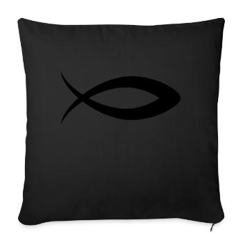 fish__f1 - Sofa pillowcase 17,3'' x 17,3'' (45 x 45 cm) - black - Front