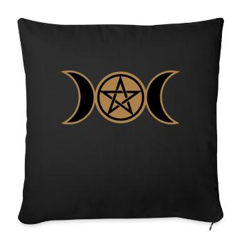 Pentacle /Pentagram - Wicca triple moon / Amulet - Sofa pillowcase 17,3'' x 17,3'' (45 x 45 cm) - black - Front