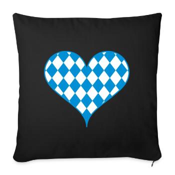 Cadeaux coeur bleu bavarois cadeau d'amour à la maison - Housse de coussin décorative 45 x 45 cm - noir - Devant