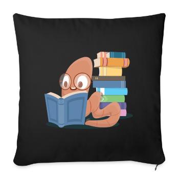 Book Books Read Reader Bookworm - Sofa pillowcase 17,3'' x 17,3'' (45 x 45 cm) - black - Front
