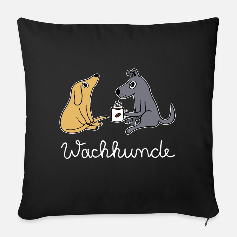 Wachhund trinkt Kaffee Koffein weckt müde Hunde - Sofakissenbezug 45 x 45 cm - Schwarz