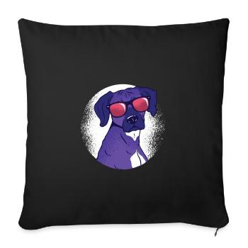 Mega cool dog with sunglasses - Sofa pillowcase 17,3'' x 17,3'' (45 x 45 cm) - black - Front