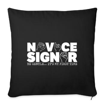 Signataire novice ASL - Housse de coussin décorative 45 x 45 cm - noir - Devant
