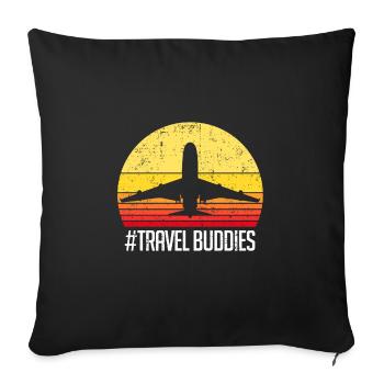 Travel Buddies World Travel Adventure Friend Gift - Sofa pillowcase 17,3'' x 17,3'' (45 x 45 cm) - black - Front