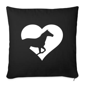 Cheval dans le coeur - Housse de coussin décorative 45 x 45 cm - noir - Devant
