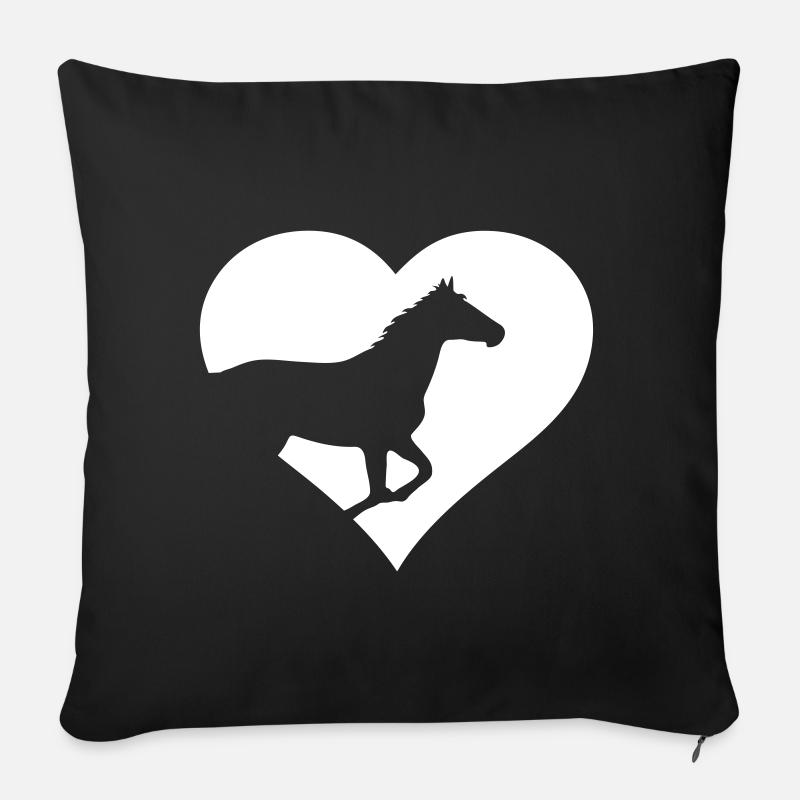 Cheval dans le coeur - Housse de coussin décorative 45 x 45 cm - noir