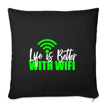 Wifi Wifi Informaticien Programmeur Geek Cadeau - Housse de coussin décorative 45 x 45 cm - noir - Devant