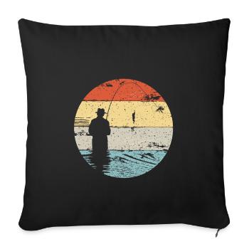 Fly fishing for salmon, brown trout, sea trout - Sofa pillowcase 17,3'' x 17,3'' (45 x 45 cm) - black - Front