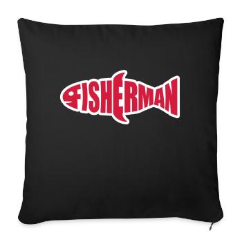 angler fisherman logo fischermann sea sport silho - Sofa pillowcase 17,3'' x 17,3'' (45 x 45 cm) - black - Front