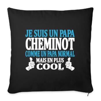 Je suis un papa cheminot - Housse de coussin décorative 45 x 45 cm - noir - Devant