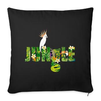 Jungle typography with cockatoo, toucan & monkey - Sofa pillowcase 17,3'' x 17,3'' (45 x 45 cm) - black - Front