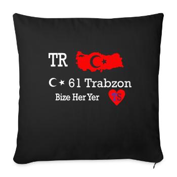 61 Trabzon Bize Her Yer TS - Housse de coussin décorative 45 x 45 cm - noir - Devant