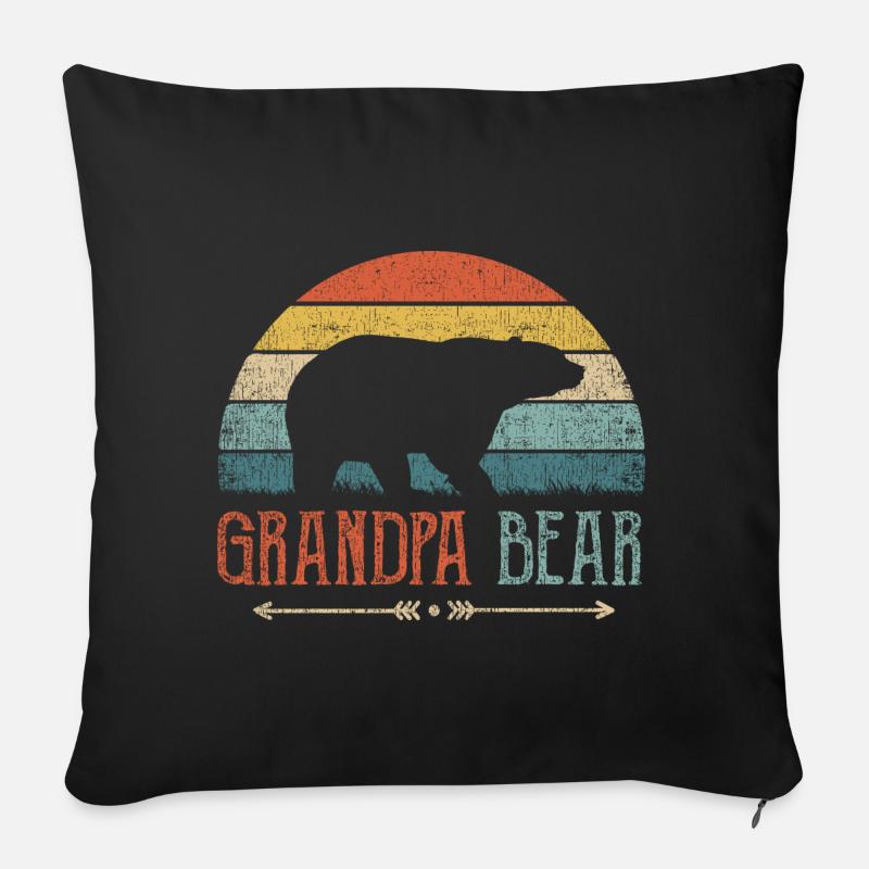 Opa Bär Mann Vater Geschenk Männer Großvater - Sofakissenbezug 45 x 45 cm - Schwarz