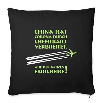 China Chemtrails mit Flugzeug - Sofakissenbezug 45 x 45 cm - Schwarz - Vorne