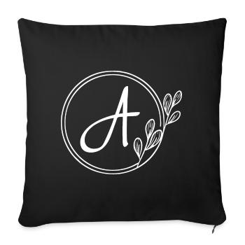 Monogramme de plante dessiné à la main avec le style A - Housse de coussin décorative 45 x 45 cm - noir - Devant