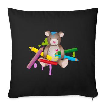 Ours créatif avec des crayons colorés - Housse de coussin décorative 45 x 45 cm - noir - Devant