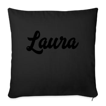 Laura Custom Text Nom d’anniversaire - Housse de coussin décorative 45 x 45 cm - noir - Devant