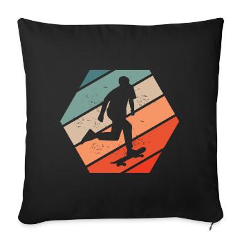 Skater Boy Skateboard Skate Skateboarder Vintage - Sofa pillowcase 17,3'' x 17,3'' (45 x 45 cm) - black - Front