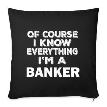 Banquier drôle, banquier fier je sais tout - Housse de coussin décorative 45 x 45 cm - noir - Devant