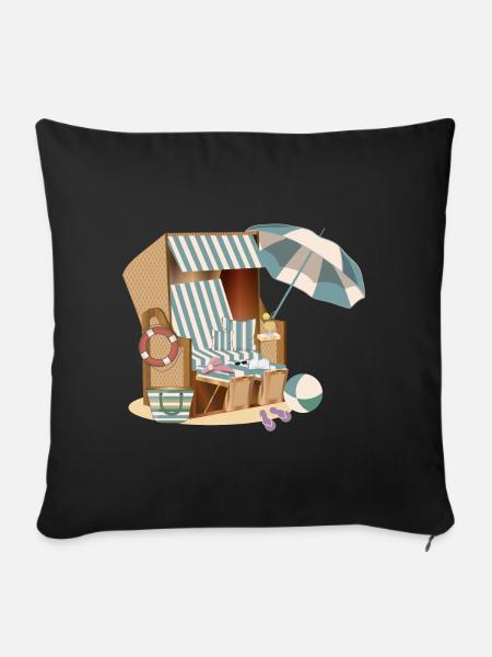 Strandkorb am Meer - Sofakissenbezug 45 x 45 cm - Schwarz