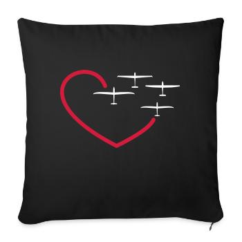 Herz mit Segelflugzeugen gleiten Pilot Geschenk - Sofakissenbezug 45 x 45 cm - Schwarz - Vorne