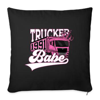35. GEBURTSTAG 1991 TRUCKER BABE LKW FAHRERIN - Sofakissenbezug 45 x 45 cm - Schwarz - Vorne